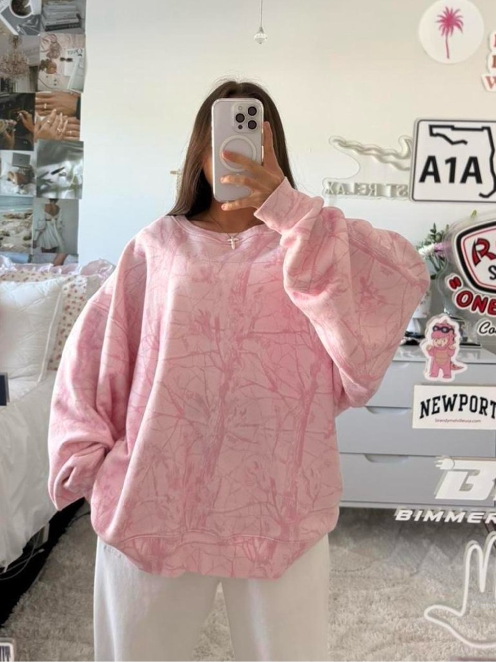 Bubblegum Pink Camo Dairy Boy Crewneck‎ Sweatshirt